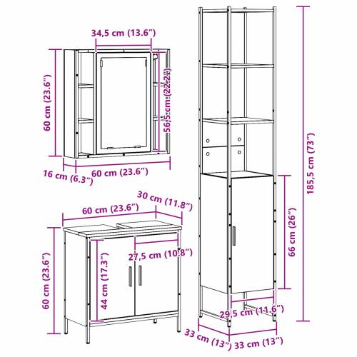 Ormarić za Lavabo - Umivaonik crni hrast 60x30x60 cm konstruirano drvo Cijena