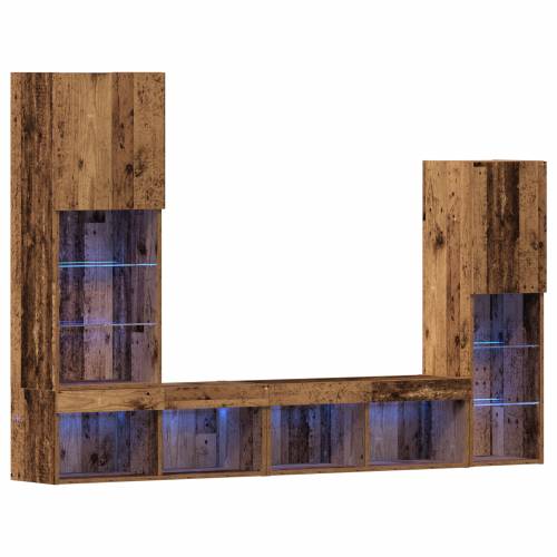 TV Kabinet s LED Svjetlima Staro Drvo 40.5x30x102 cm Cijena