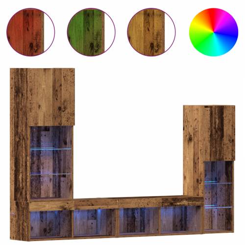 TV Kabinet s LED Svjetlima Staro Drvo 40.5x30x102 cm Cijena
