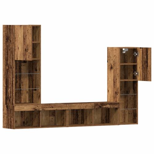 TV Kabinet s LED Svjetlima Staro Drvo 40.5x30x102 cm Cijena