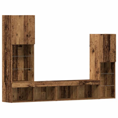 TV Kabinet s LED Svjetlima Staro Drvo 40.5x30x102 cm Cijena