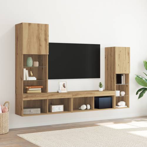 TV ormar s LED svjetlima umetnički hrast 40.5x30x102 cm Cijena