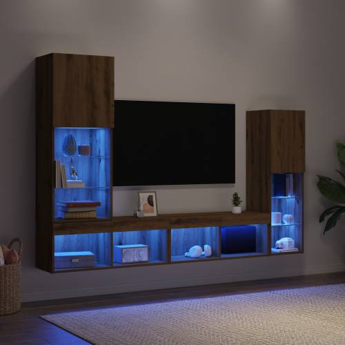 TV ormar s LED svjetlima umetnički hrast 40.5x30x102 cm Cijena