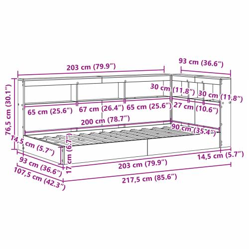 Krevet s policama bijeli 90x200 cm od inženjerskog drva Cijena