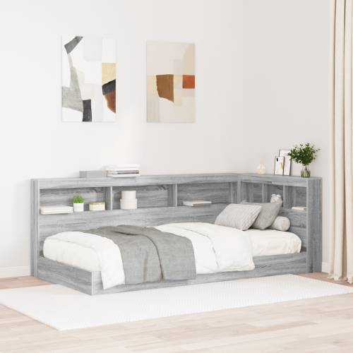 Krevet s knjigama Sivi Sonoma 100x200 cm Konstruirano drvo Cijena