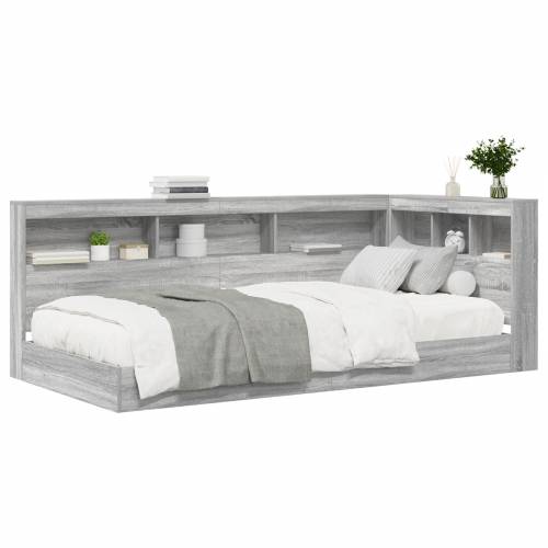 Krevet s knjigama Sivi Sonoma 100x200 cm Konstruirano drvo Cijena