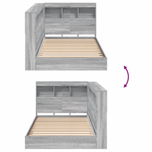 Krevet s knjigama Sivi Sonoma 100x200 cm Konstruirano drvo Cijena