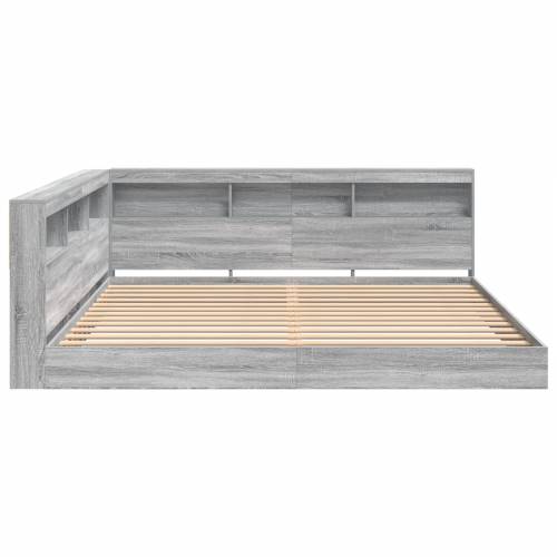 Krevet s policama sivi Sonoma 200x200 cm od drva Cijena