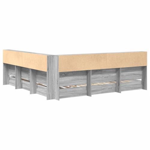 Krevet s policama sivi Sonoma 200x200 cm od drva Cijena