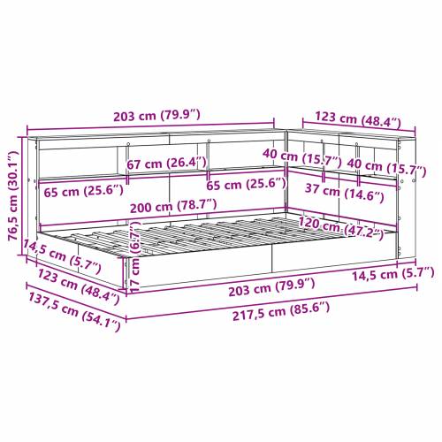 Krevet s policom Sonoma hrast 120x200 cm konstruirano drvo Cijena