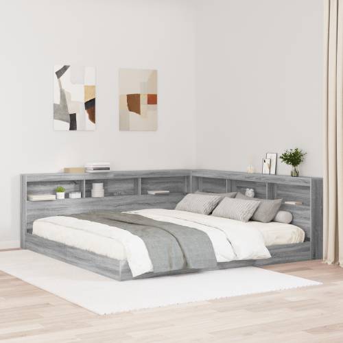 Krevet s policama Sivi Sonoma 180x200 cm Konstruirano drvo Cijena