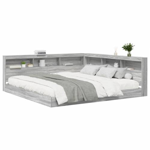 Krevet s policama Sivi Sonoma 180x200 cm Konstruirano drvo Cijena