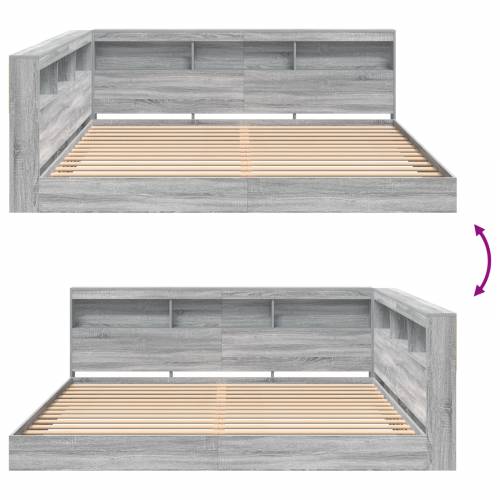 Krevet s policama Sivi Sonoma 180x200 cm Konstruirano drvo Cijena