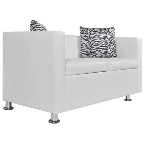 Sofa za 2 osobe, umjetna koža, bijela Cijena