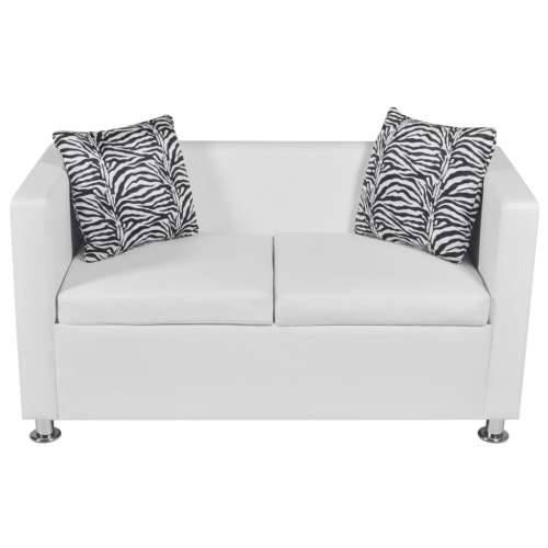 Sofa za 2 osobe, umjetna koža, bijela Cijena