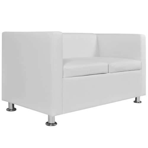 Sofa za 2 osobe, umjetna koža, bijela Cijena