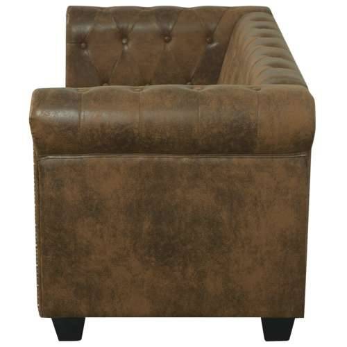 Chesterfield kauč s 2 sjedišta, smeđa umjetna koža Cijena