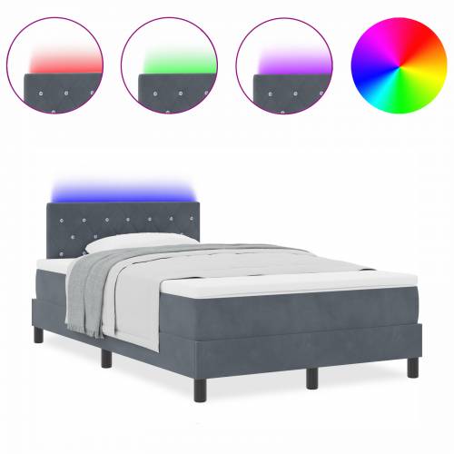 Box Spring Krevet s Madracem Tamno Sivi Mali Dupli Baršun Cijena