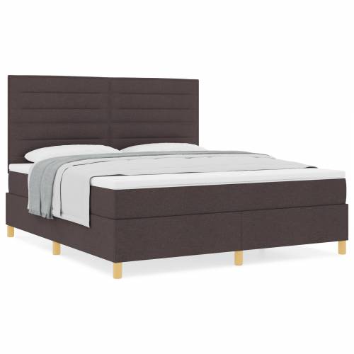 Box Spring Krevet s Madracem Tamnosmeđi Super King Tkanina Cijena
