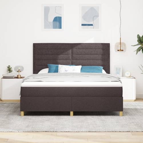Box Spring Krevet s Madracem Tamnosmeđi Super King Tkanina Cijena