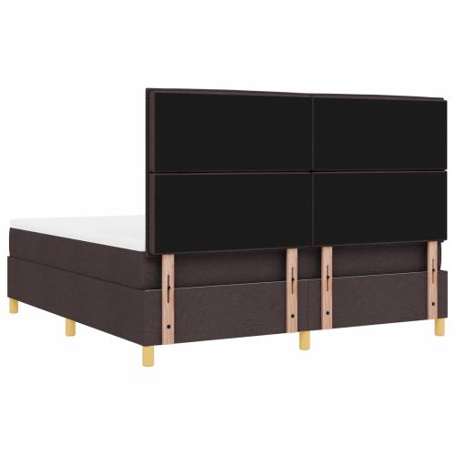 Box Spring Krevet s Madracem Tamnosmeđi Super King Tkanina Cijena