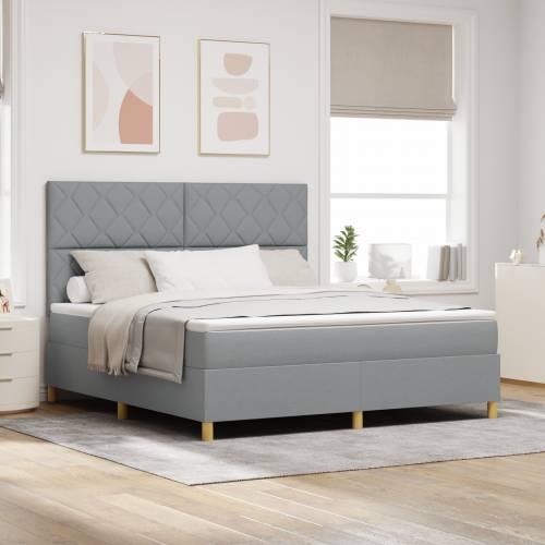 Box Spring Krevet s Madracem Svijetlosiva Super King Tkanina Cijena