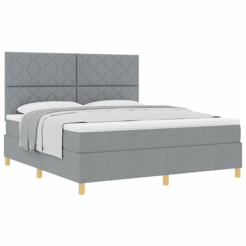 Box Spring Krevet s Madracem Svijetlosiva Super King Tkanina Cijena