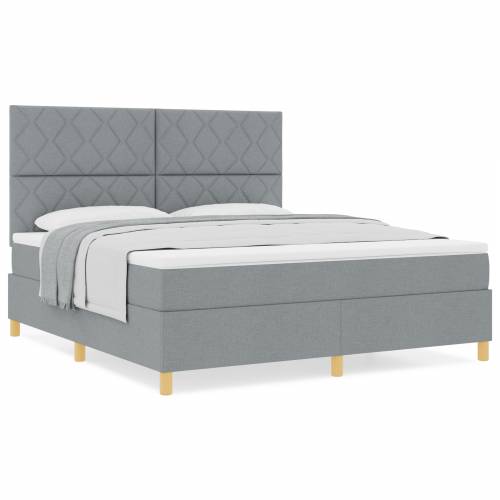 Box Spring Krevet s Madracem Svijetlosiva Super King Tkanina Cijena