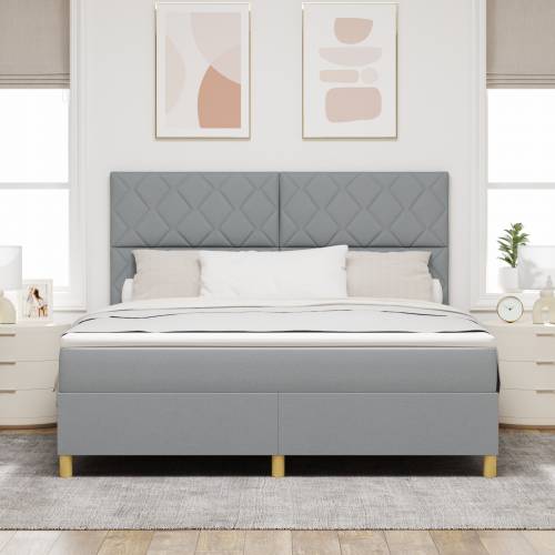Box Spring Krevet s Madracem Svijetlosiva Super King Tkanina Cijena