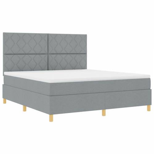 Box Spring Krevet s Madracem Svijetlosiva Super King Tkanina Cijena