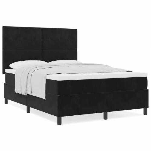 Box Spring Krevet s Madracem - Crna, 140x190 cm, Baršun Cijena