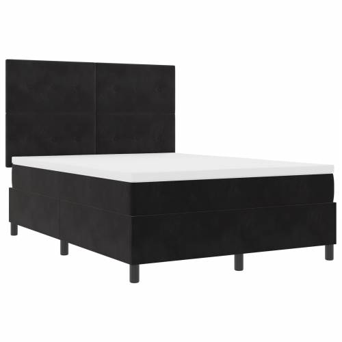 Box Spring Krevet s Madracem - Crna, 140x190 cm, Baršun Cijena