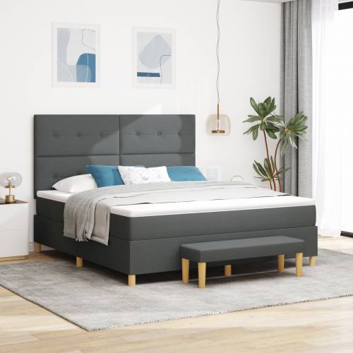 Box Spring Krevet s madracem i klupom Tamno siva 180x200 cm Cijena