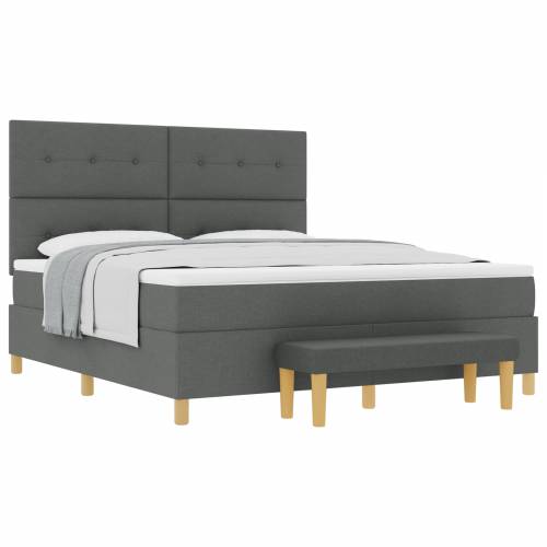 Box Spring Krevet s madracem i klupom Tamno siva 180x200 cm Cijena