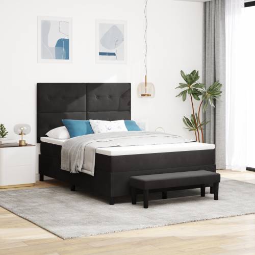 Box Spring Krevet s Madracem & Benchom Crni 140x190 cm Baršun Cijena