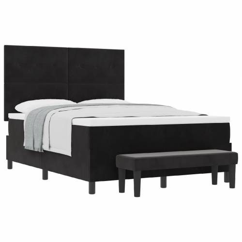 Box Spring Krevet s Madracem & Benchom Crni 140x190 cm Baršun Cijena