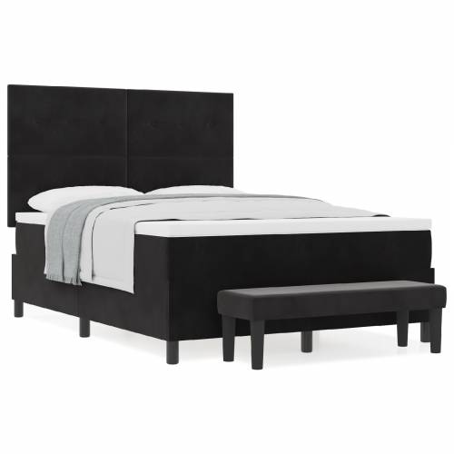 Box Spring Krevet s Madracem & Benchom Crni 140x190 cm Baršun Cijena
