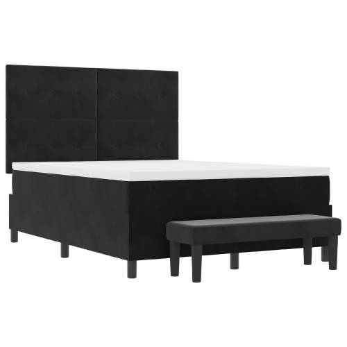 Box Spring Krevet s Madracem & Benchom Crni 140x190 cm Baršun Cijena