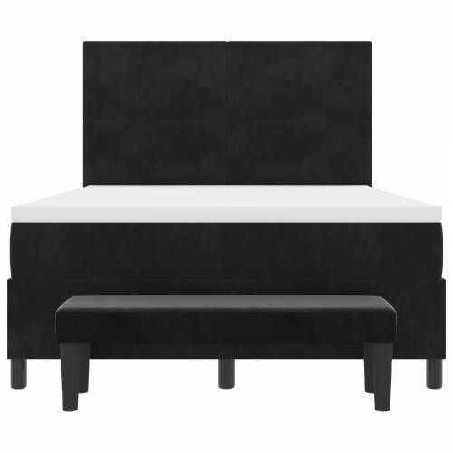 Box Spring Krevet s Madracem & Benchom Crni 140x190 cm Baršun Cijena