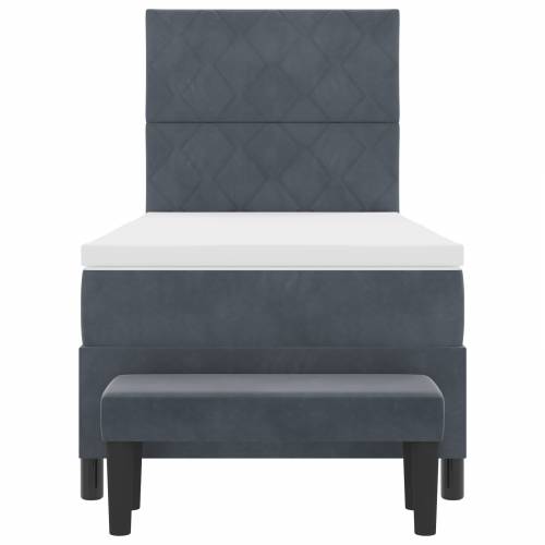 Box Spring Krevet s Madracem i Klupom Tamno Sivi 90x190 cm Baršun Cijena