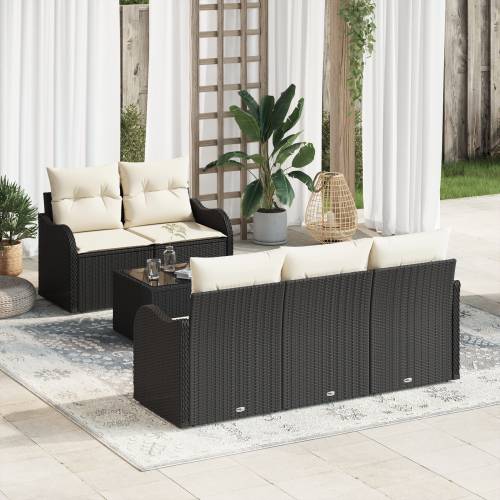set od 6 vrtnih sofa s jastučićima Crni poli ratan Cijena