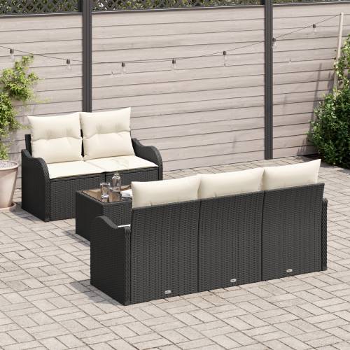 set od 6 vrtnih sofa s jastučićima Crni poli ratan Cijena