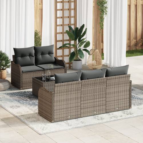 Set od 6 komada vrtnih sofa s jastučićima Siva Poli Ratan Cijena