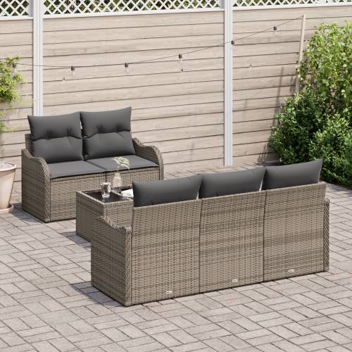 Set od 6 komada vrtnih sofa s jastučićima Siva Poli Ratan Cijena
