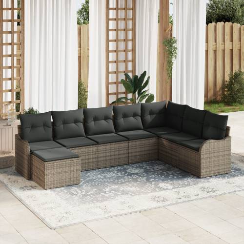 8 komadni set baštenskih sofa s jastučićima siva poli ratan Cijena