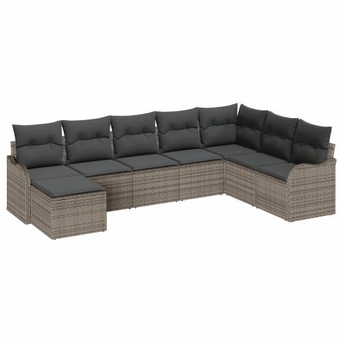 8 komadni set baštenskih sofa s jastučićima siva poli ratan Cijena