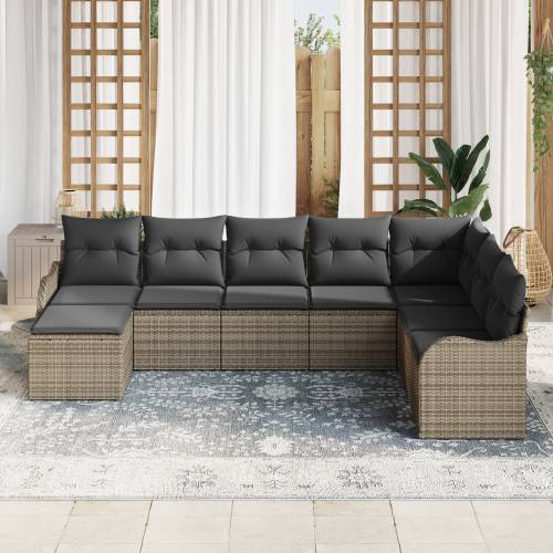 8 komadni set baštenskih sofa s jastučićima siva poli ratan Cijena