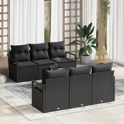 Set od 7 komada Vrtne Sofe s Jastučićima Crna Poly Rattan Cijena