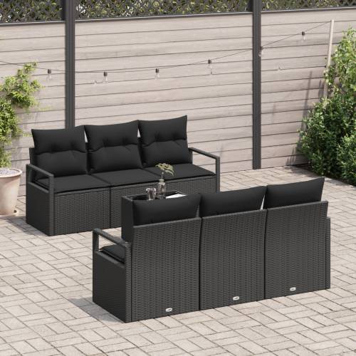 Set od 7 komada Vrtne Sofe s Jastučićima Crna Poly Rattan Cijena