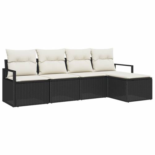 Vrtna garnitura - 5-dijelni set vrtnih sofa s jastučićima crni poliratan Cijena